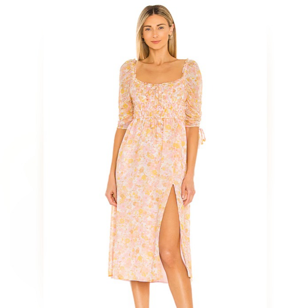 For Love & Lemons Eden Midi Dress in Pink
